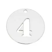 Dije redondo Cifra 4 - 12 mm de Plata Ley 925 espesor 0,4 mm x1